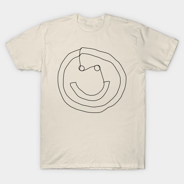 Minimal Round Face Black Line T-Shirt by ellenhenryart